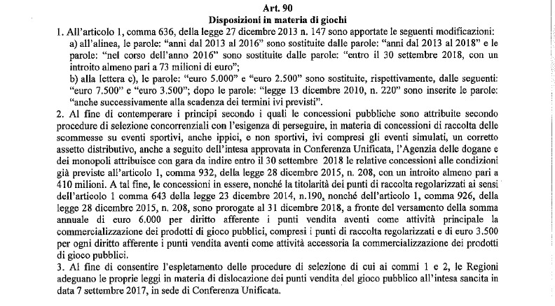 Articolo 90 Ddl Bilancio | AGIMEG