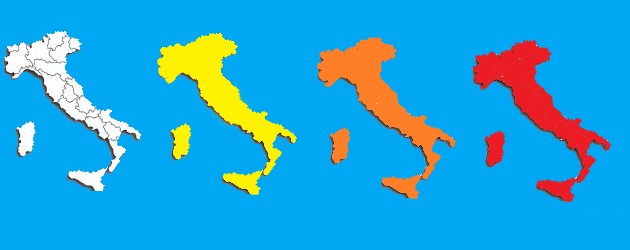 Zona bianca, zona gialla, zona arancione, zona rossa