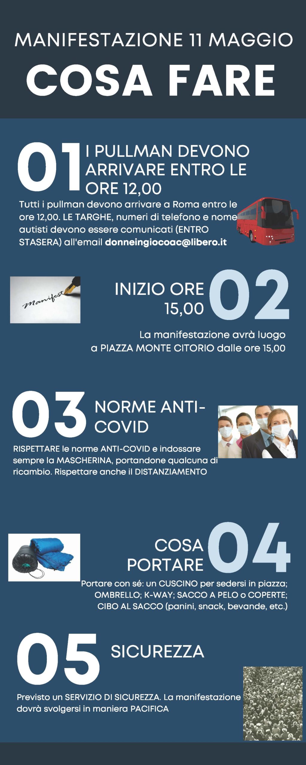 Manifestazione gioco pubblico 11 maggio vademecum