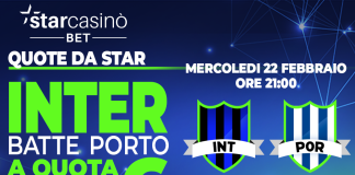 La Champions League su StarCasinò Bet: con “Quota da Star” la vittoria dell’Inter contro il Porto paga 6,00