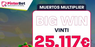 Casinò, maxi vincita da 25mila euro su PinterBet