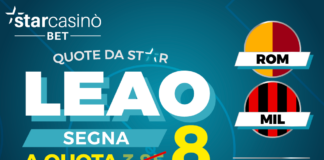 Scommesse Serie A, Roma-Milan su StarCasinò Bet: Rafael Leao Marcatore è maggiorato a 8,00