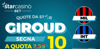 Scommesse Champions League, Milan-Inter su StarCasinò Bet: con Quote da Star il gol di Oliver Giroud vale 10 volte la posta