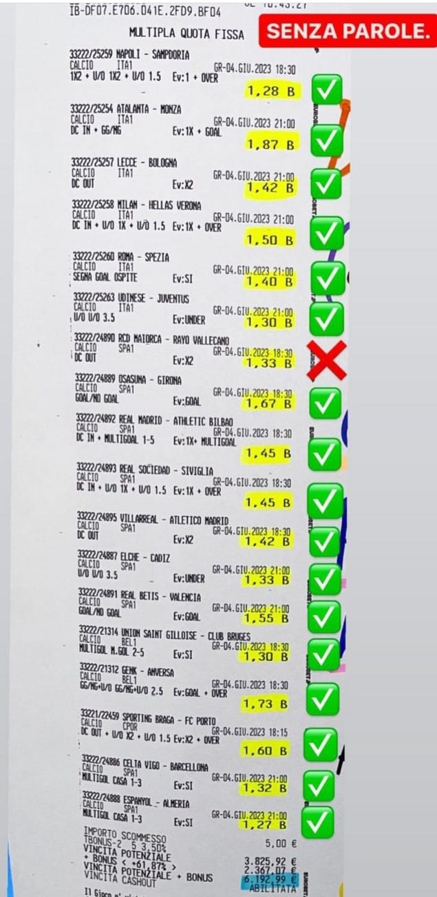 Vincita scommesse 05_06_23 | AGIMEG