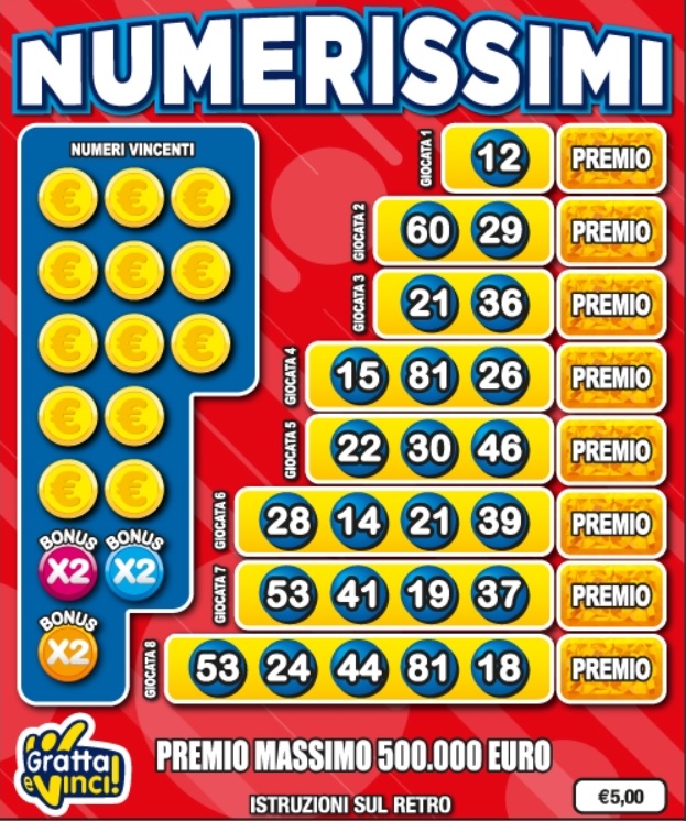Gratta e Vinci Numerissimi tagliando 5 euro