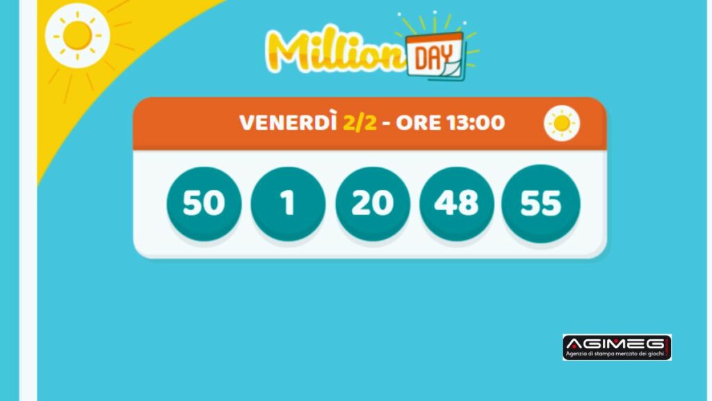 MillionDay estrazione venerdì 2 febbraio