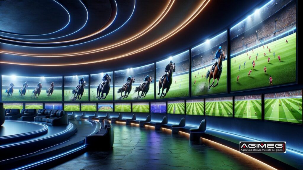 Scommesse virtuali in agenzia corse di cavalli partite di calcio