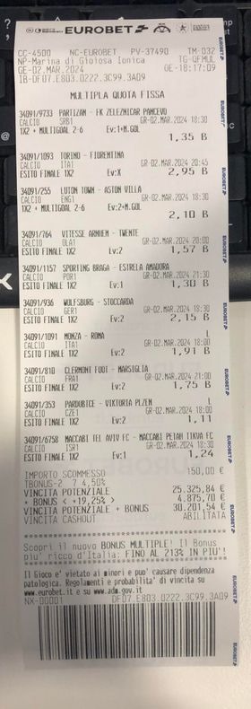 Scommesse vincita Eurobet 30000 euro