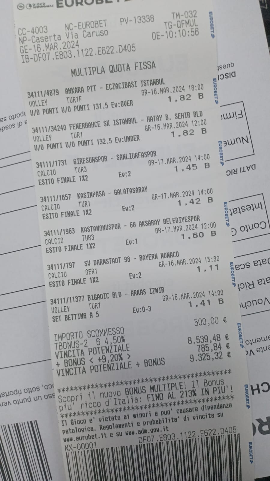 Scommesse vincita calcio