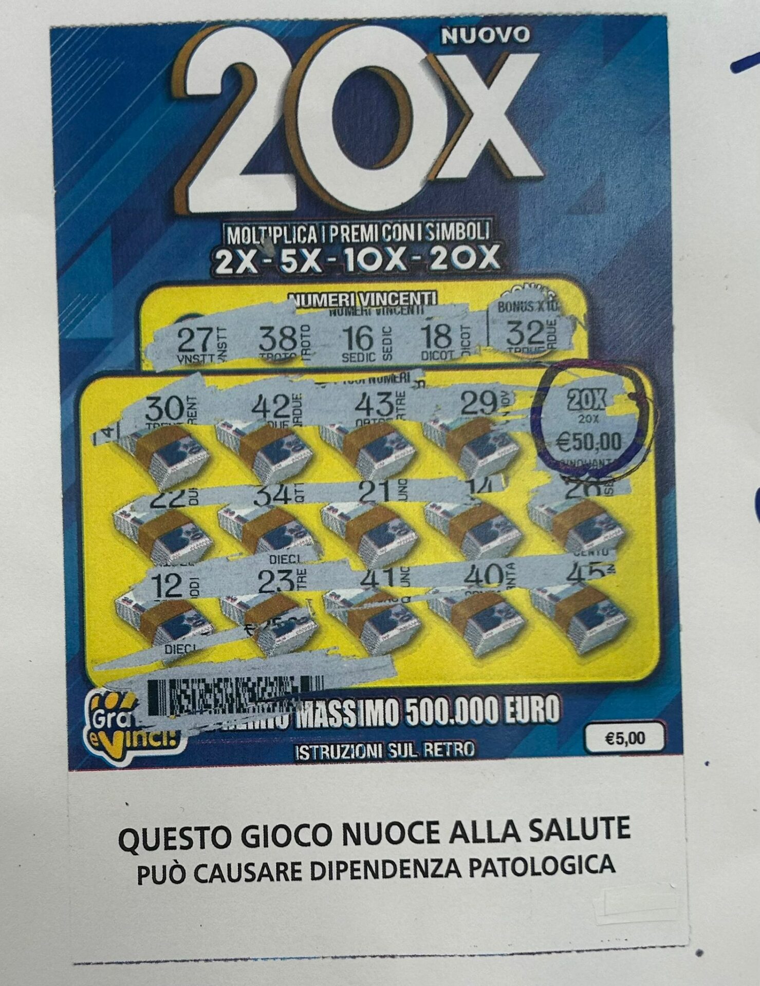 Gratta e Vinci 20X vincita