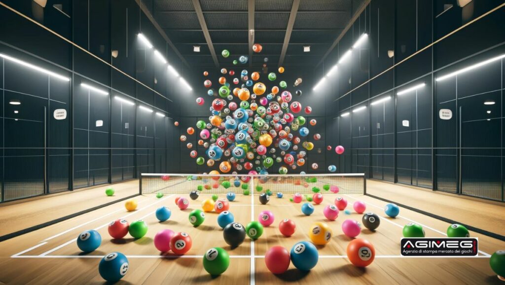 Campo da padel con palline bingo