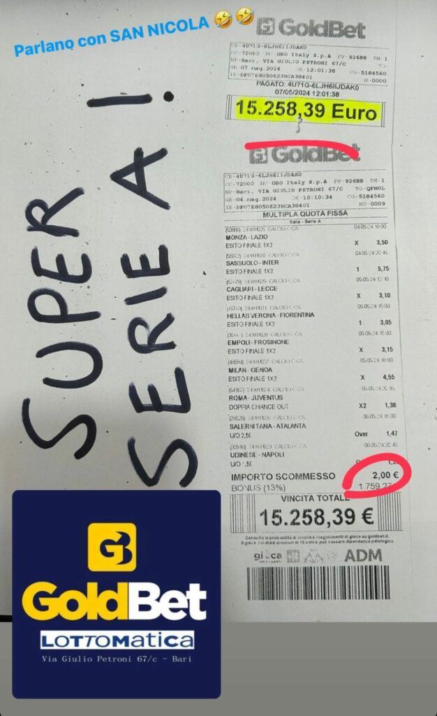 Vincita scommesse Bari 