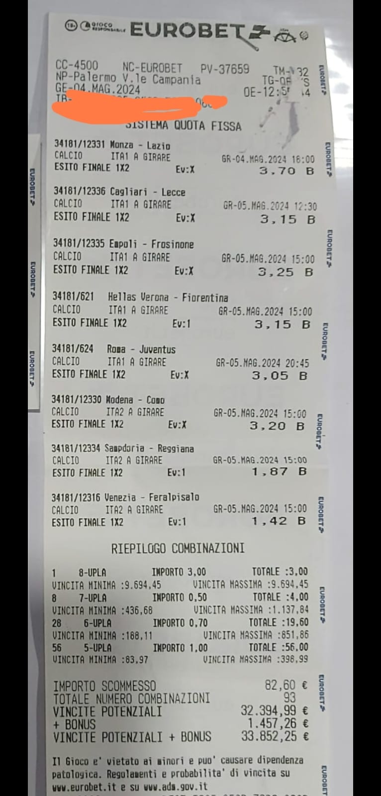 Scommesse vincite Eurobet
