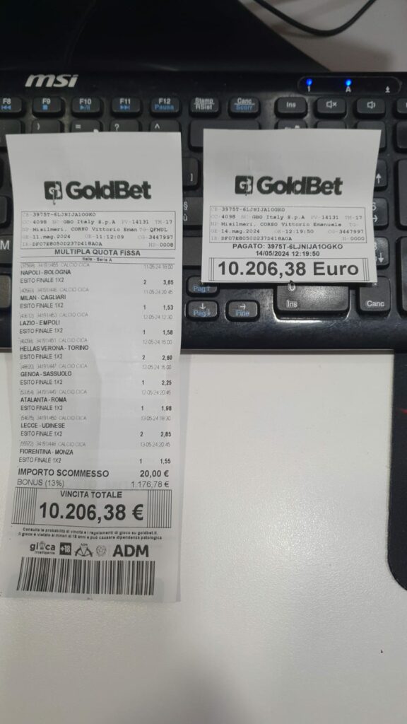 Vincita Goldbet 3 | AGIMEG scommesse vincita