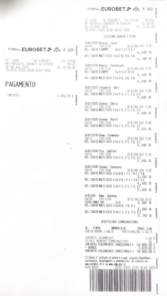 Scommesse Serie A Serie B vincita
