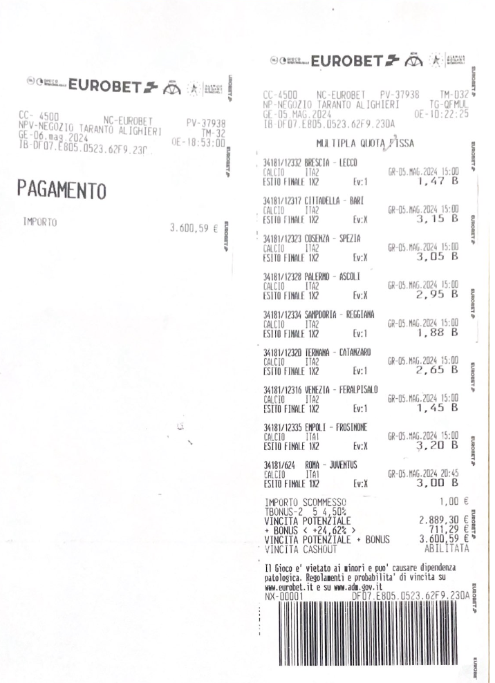 Scommesse Eurobet vincita