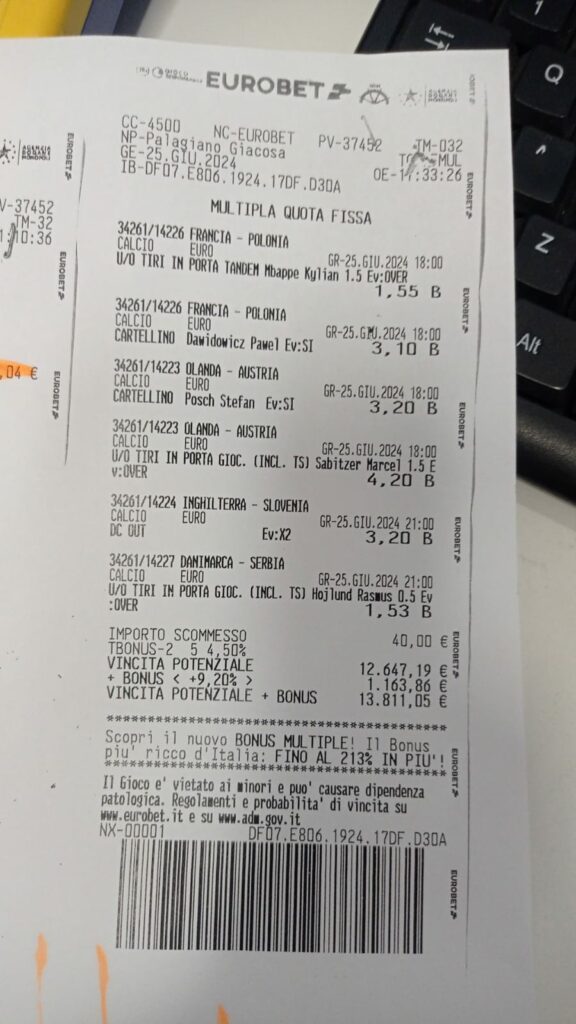 Scommesse vincita Eurobet