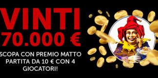 Giochi di carte: vinti 70.000 euro a Scopa Premio Matto Vincita stanleybet