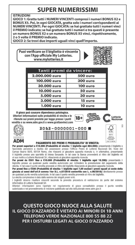 Layout Gratta e Vinci Super Numerissimi