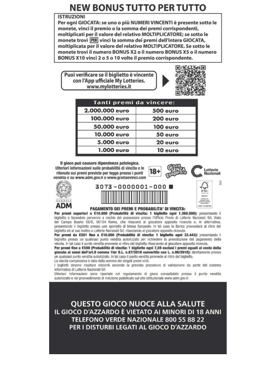 Nuovo layout Gratta e Vinci New Bonus Tutto per Tutto