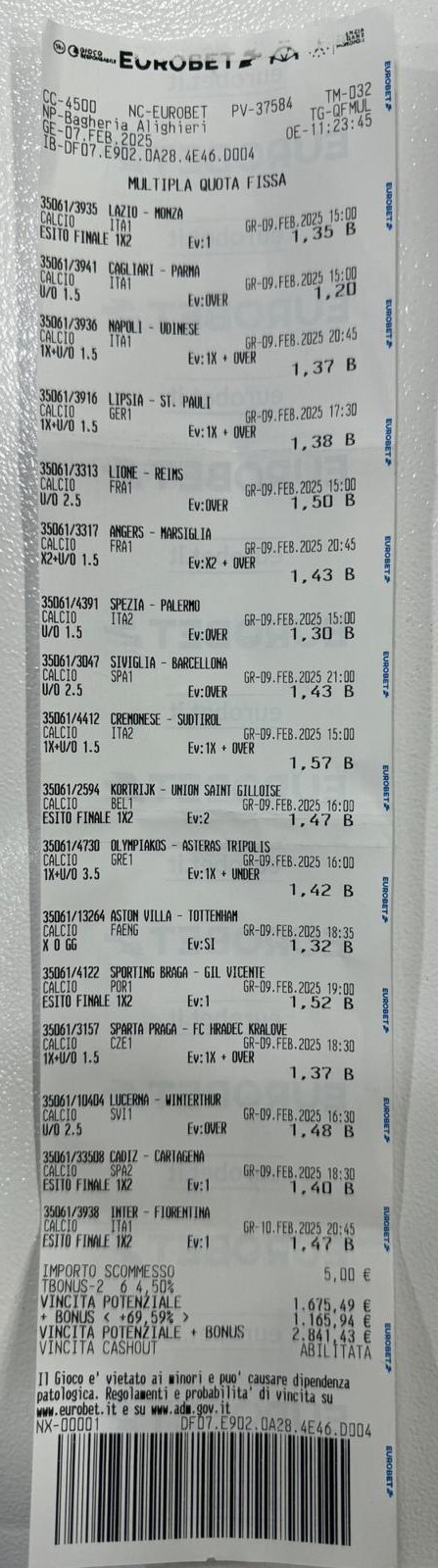 Scommesse vincita Eurobet Bagheria