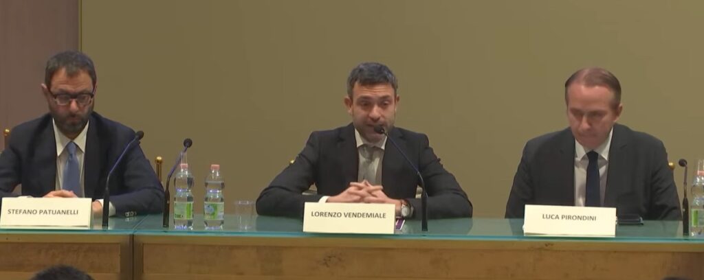 Stefano Patuanelli, Capogruppo M5S Senato; Lorenzo Vendemiale de Il Fatto Quotidiano; Luca Pirondini, M5S Senato