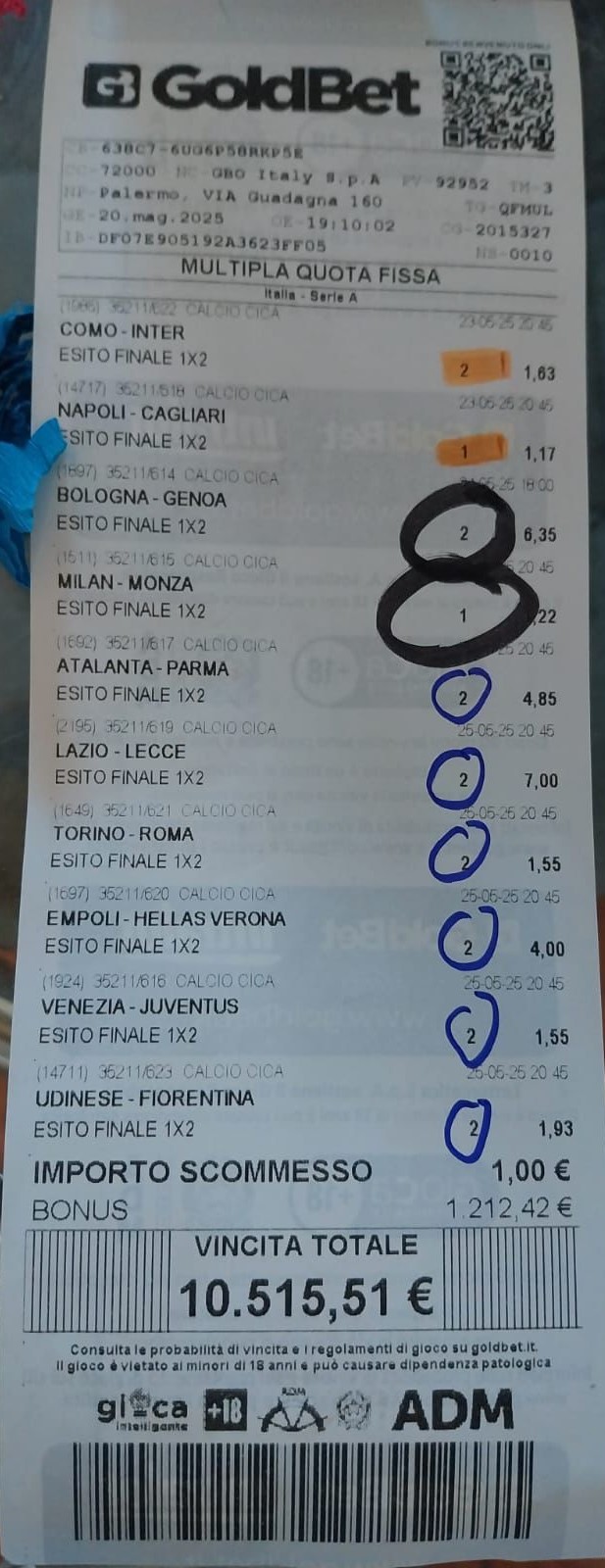 Scommesse vincita Goldbet