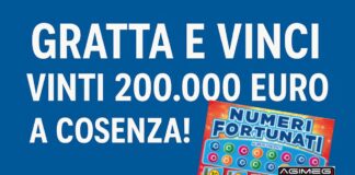 Gratta e Vinci, vinti 200.000 euro a Cosenza con “Numeri Fortunati” Gratta e Vinci vincita Numeri Fortunati