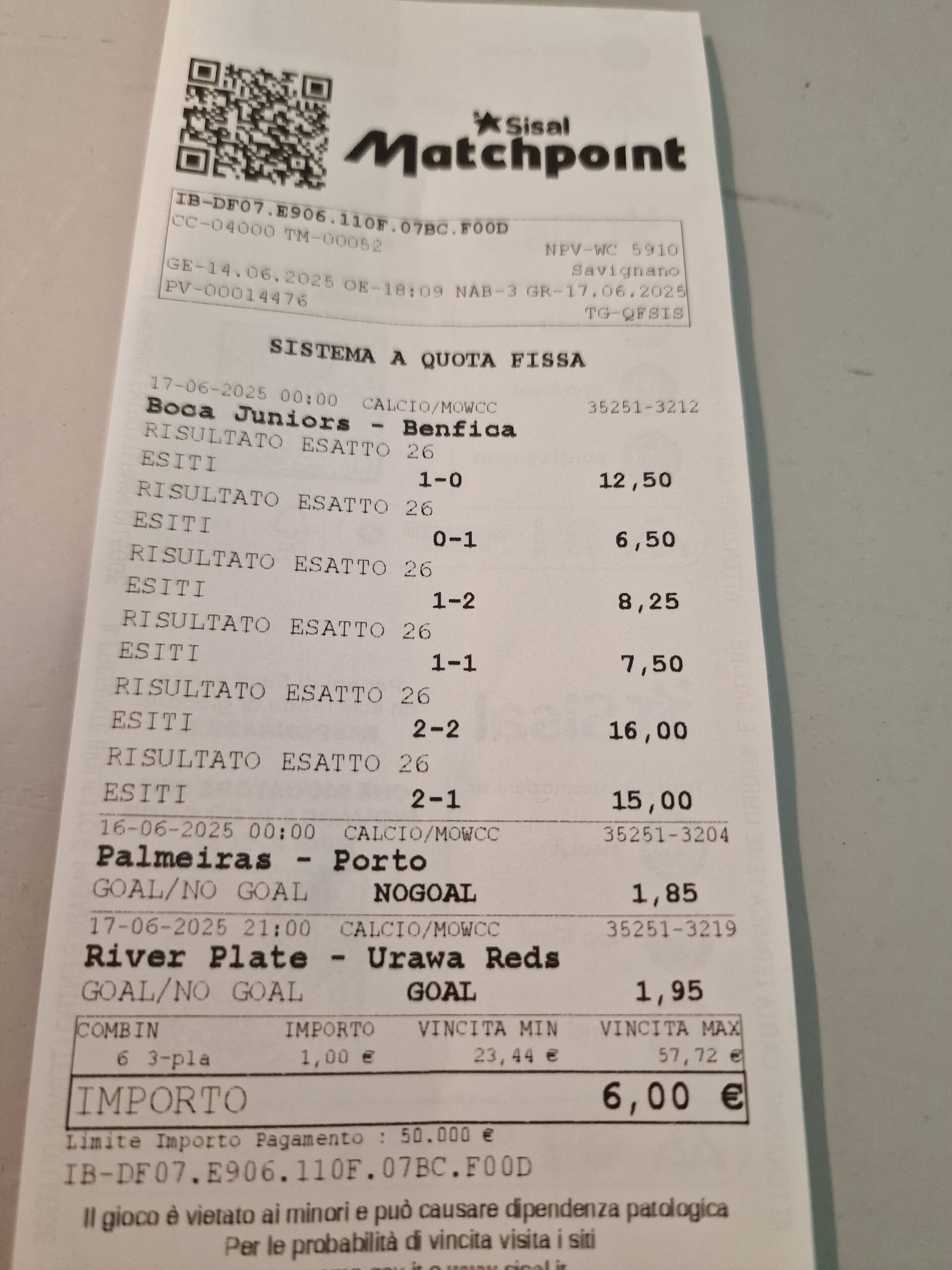 Scommesse vincita Matchpoint