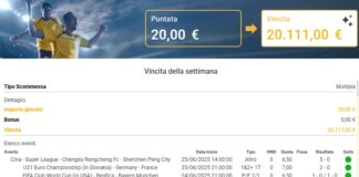 Scommesse: un utente di Planetwin365, vince 20 mila euro giocandone 20 grazie ad una multipla su quattro eventi Vincita Planetwin365
