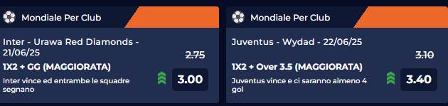 quota maggiorata inter juventus