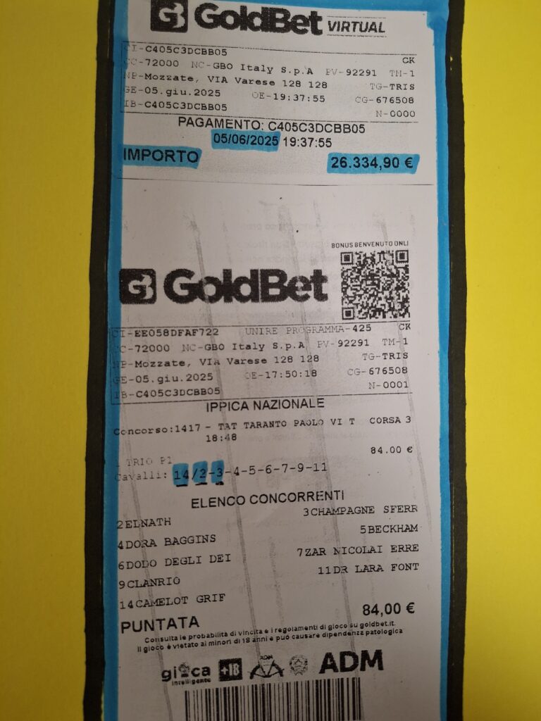 schedina vincente goldbet