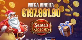 Casinò online, su Sportbet è già Natale: vinti a Benevento quasi 200.000 euro con la slot Santa’s Factory di GameArt