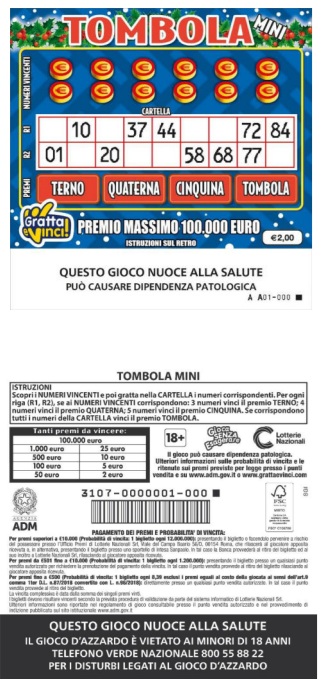 Gratta e Vinci Tombola Mini | AGIMEG Gratta e Vinci Tombola Mini