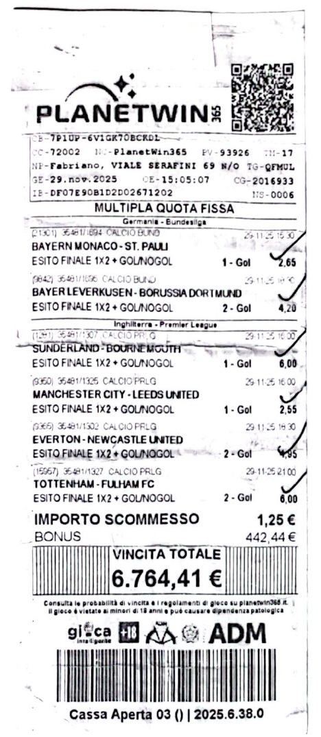 Scommessa vincente 01_12_25 | AGIMEG