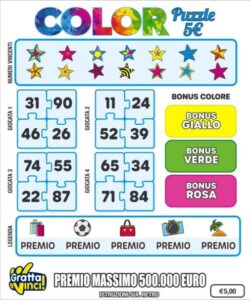 Gratta e Vinci Color Puzzle 5 euro | AGIMEG Gratta e Vinci Color Puzzle 5 euro