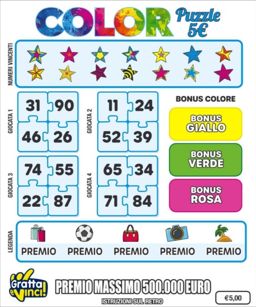 Gratta e Vinci Color Puzzle 5 euro | AGIMEG Gratta e Vinci Color Puzzle 5 euro