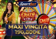 Slot online: vinti oltre 190.000 euro con Crazy Time, sul casinò di Sportbet Crazy Time Sportbet vincita