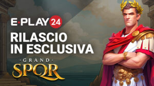 Promo banner for E-Play24 announcing exclusive Grand SPQR release; a Roman emperor with laurel crown stands beside the title.