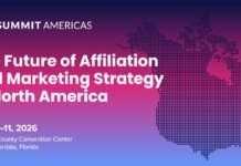 Gioco online: SBC Summit Americas, il futuro dell’affiliazione e delle strategie di marketing in Nord America Banner for SBC Summit Americas announcing 'The Future of Affiliation and Marketing Strategy in North America' with a dotted map of North America on a purple-pink gradient background.