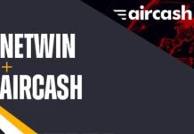 Gioco online, Netwin aumenta le soluzioni di pagamento con Aircash Banner featuring the words NETWIN + AIRCASH with the aircash logo in the top right on a dark geometric background.