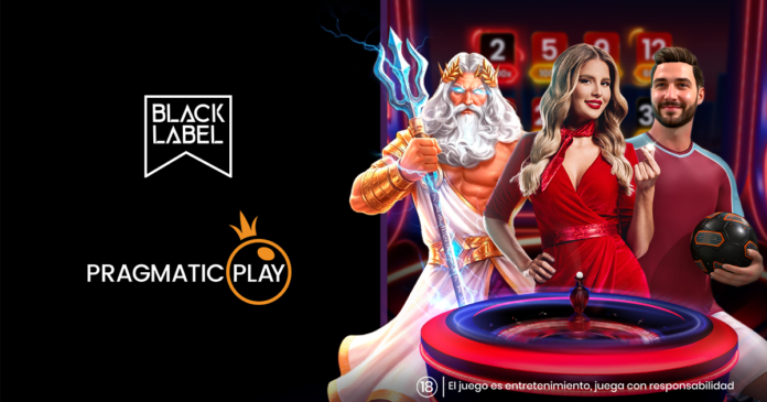Pragmatic Play Black Label LATAM Promotional banner for Pragmatic Play Black Label with logos and three game characters in a neon casino backdrop.