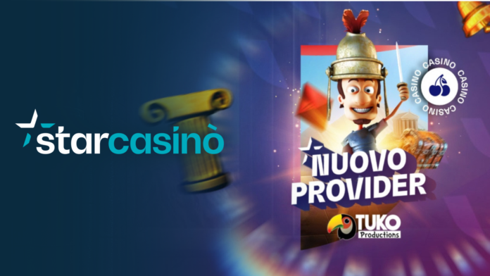 Tuko Starcasino StarCasino banner with a cartoon knight promo and the words 'NUOVO PROVIDER' beside casino logos on a colorful background.