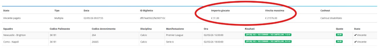 Scommesse vincita Eurobet